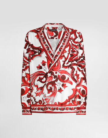 Dolce & Gabbana Pубашка Vanity из твила в принте майолика Multicolor G5MZ7ZHI13D