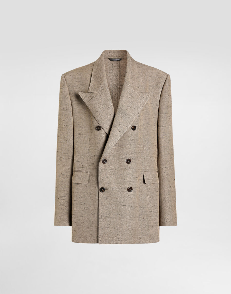 Double-breasted sicilia tweed-effect jacket