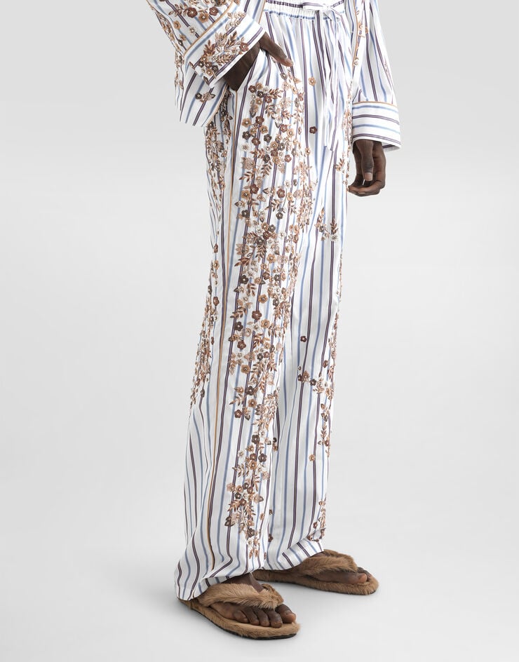 Dolce & Gabbana Cotton-silk vanity trousers with embroidery Dolce & Gabbana Cotton-silk vanity trousers with embroidery Multicolor GVRMAZGK203