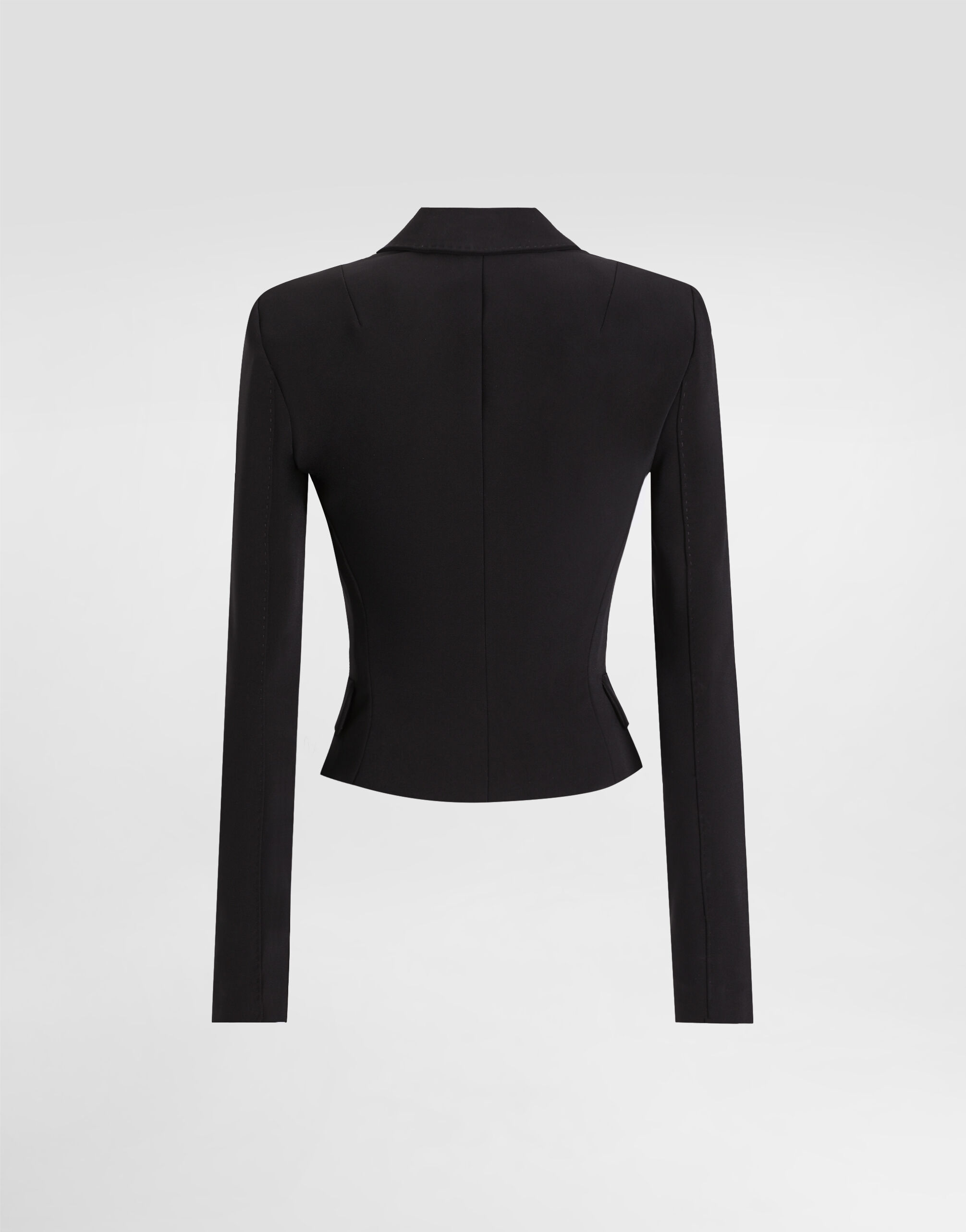 Short single-breasted technical cady jacket in Black for