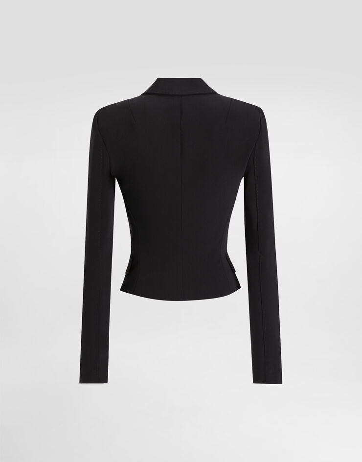 Dolce & Gabbana Chaqueta corta de botonadura sencilla de cady técnico Negro F27FBTFUUC7