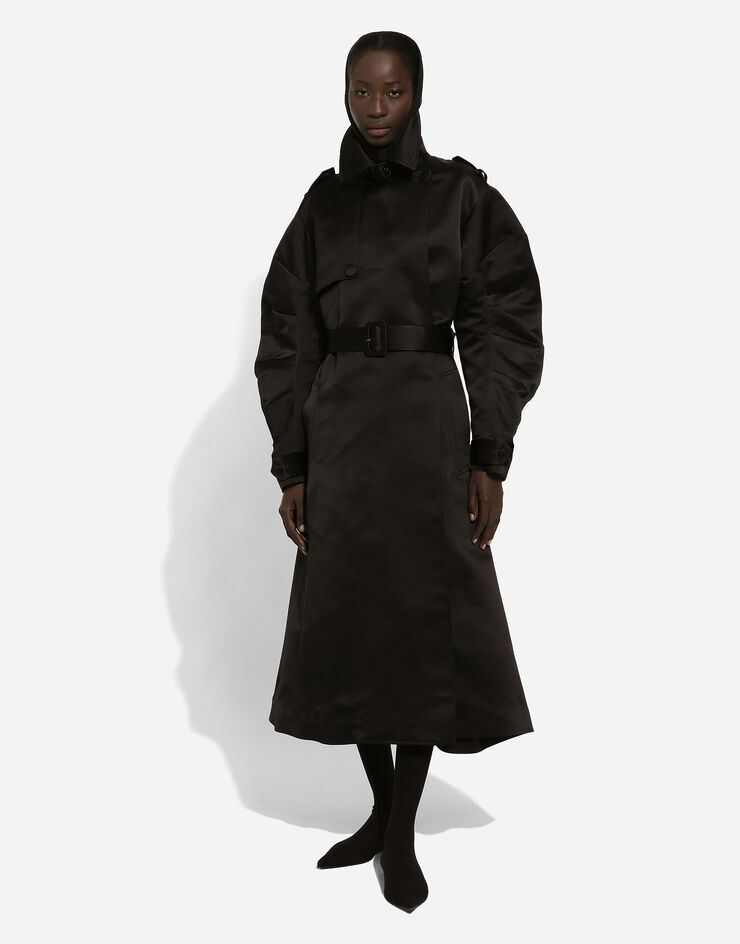 Dolce & Gabbana Duchesse trench coat with gathered sleeves Black F0D1LTFU1KM