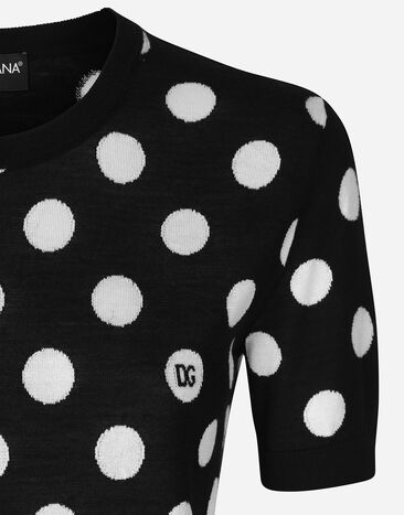 Dolce & Gabbana Wool and silk tank top with polka-dot inlay Print FXX22TJCVYK