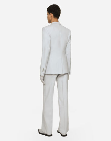 Dolce & Gabbana Pantalon jambe droite en sergé de laine stretch Gris GYZMHTGH054