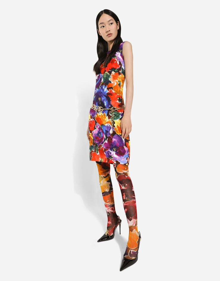 Dolce & Gabbana Vestido midi de brocado con estampado de flores abstractas Estampado F6FAITFSTBJ