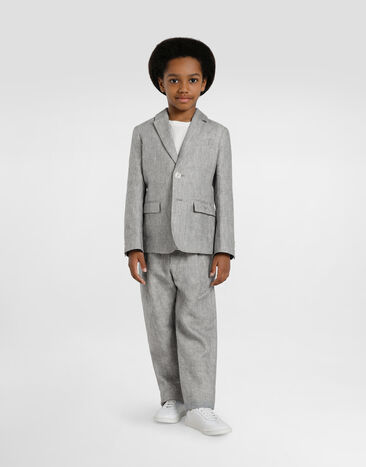 Dolce & Gabbana Pantalón de chándal en tela de lino lavada Gris L44P89FU4MF