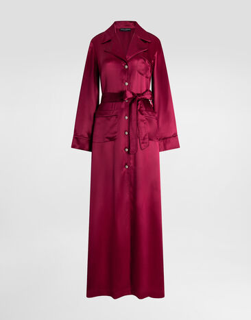 Dolce & Gabbana Single-breasted silk satin robe-style coat Bordeaux I0B65ZFU1AU