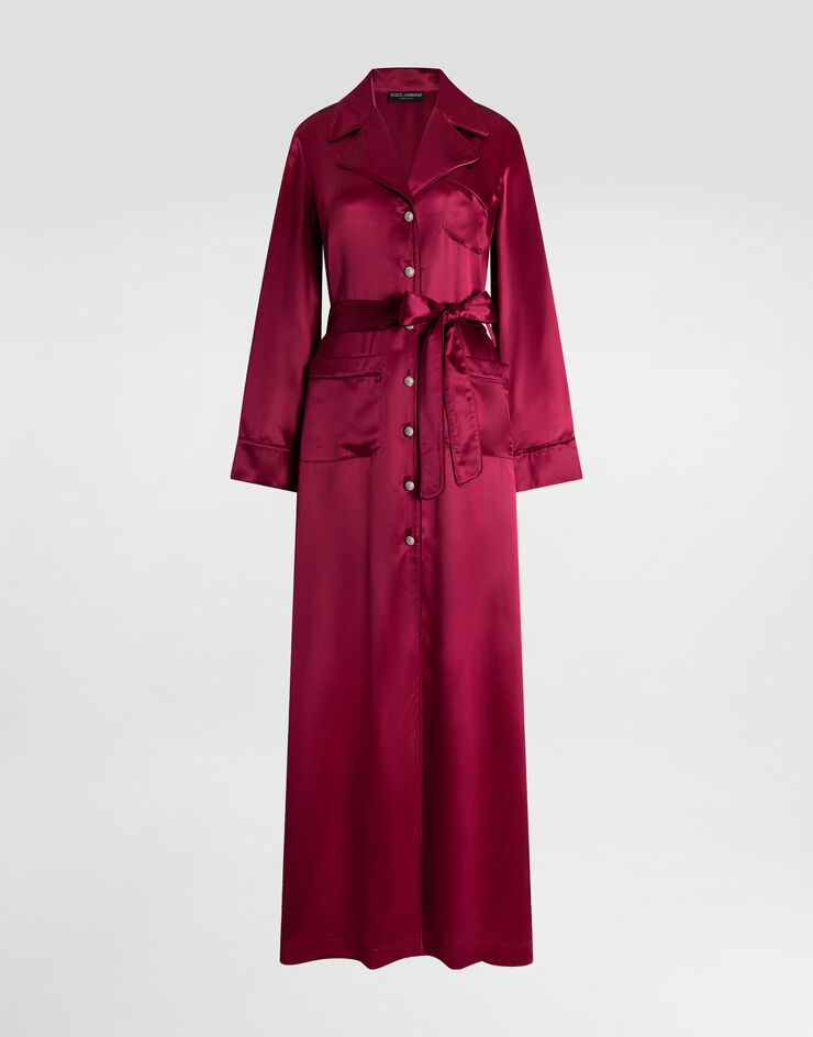 Dolce & Gabbana Single-breasted silk satin robe-style coat Bordeaux I0B65ZFU1AU