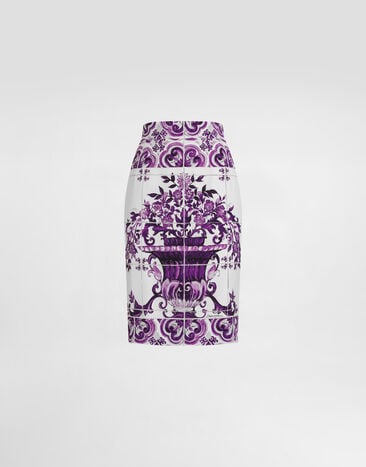 Dolce & Gabbana Majolica-print fitted skirt Multicolor F4C2CTHPABW