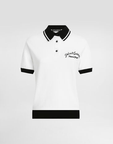 Dolce & Gabbana Short cotton piqué polo-shirt with DG logo embroidery Transparent rose VG4493VP884