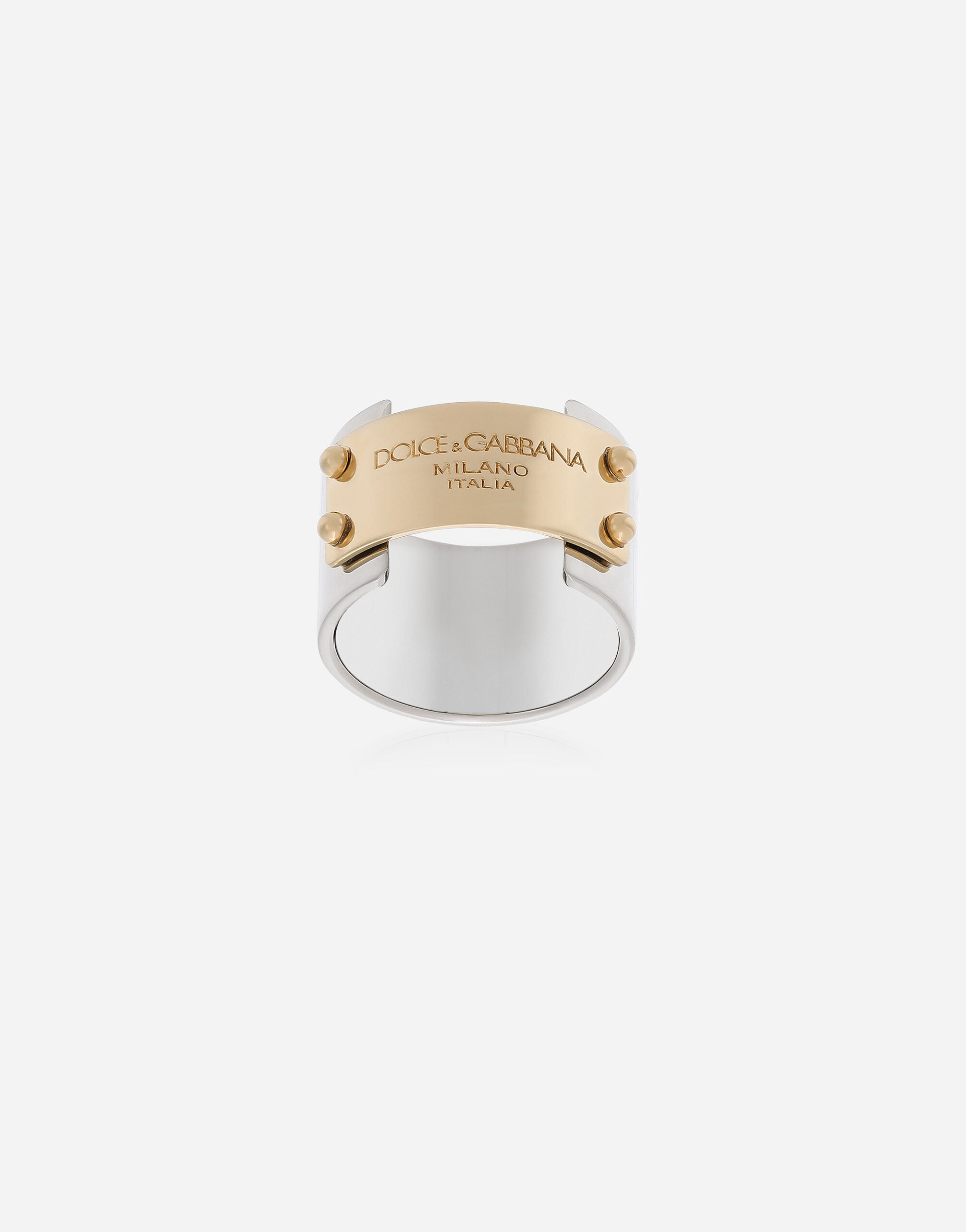 Anillo con placa con logotipo en Plateado de Hombre Dolce Gabbana