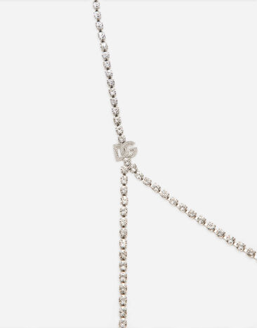 Dolce&Gabbana Rigid rhinestone-detailed decorative bra with DG logo Silver WZP8S2W1111