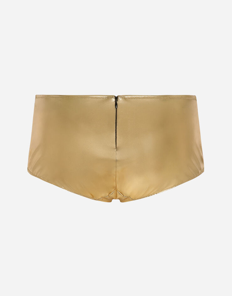 Dolce & Gabbana Culotte vita bassa in jersey laminato Gold O2E28TFUGRA