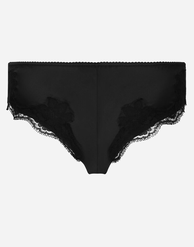 Dolce & Gabbana سروال داخلي ساتان بتفاصيل دانتيل أسود O2A02TONO13