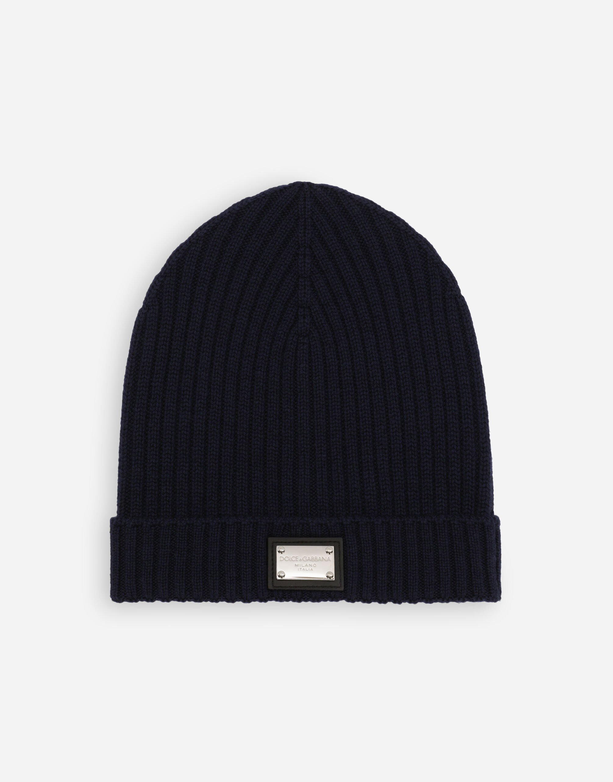 ブルーのボーイズ Ribbed knit hat with logo tag | Dolce&Gabbana®