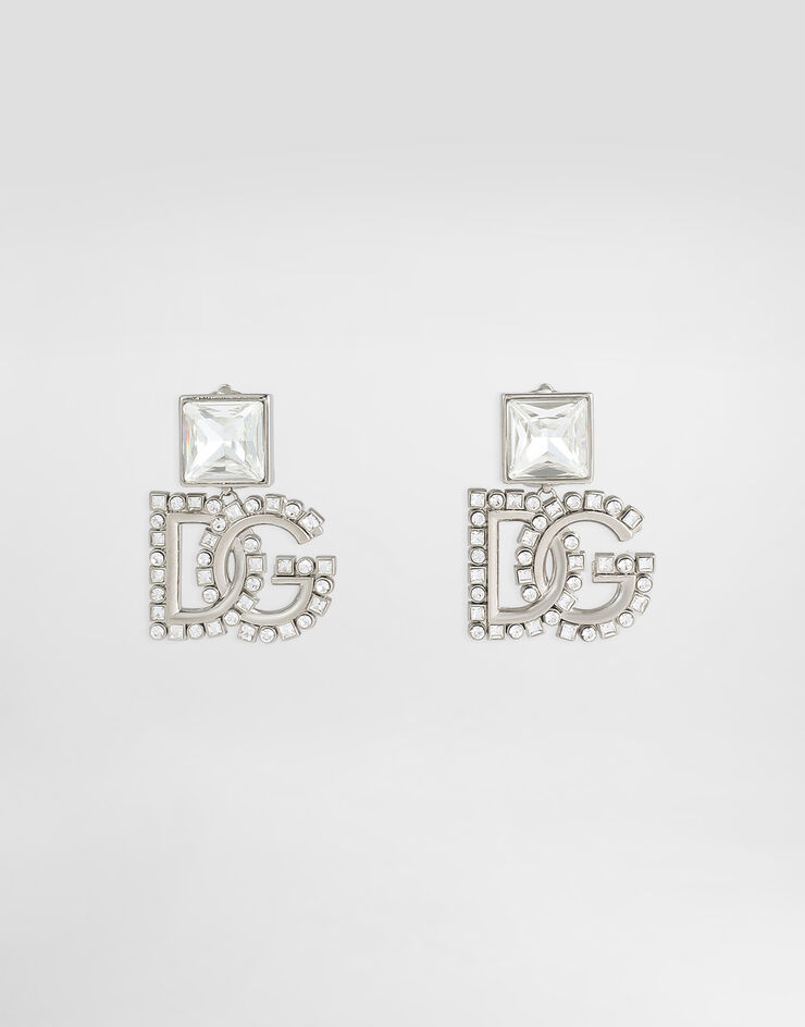 Dolce & Gabbana أقراط بحجر راين وشعار DG فضي WER2L1W1111