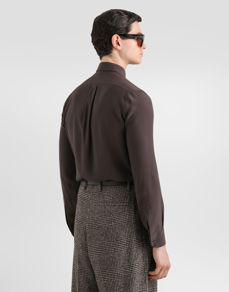 Dolce & Gabbana Martini crêpe de chine shirt Brown G5LV4TGK522