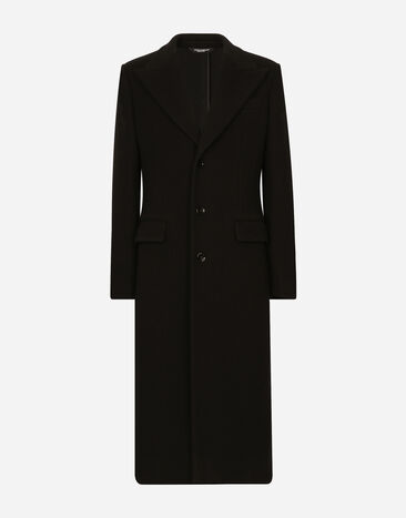 Dolce & Gabbana معطف جيرسي صوف تقني بصف أزرار مفرد أسود G9ZU0ZG7K4P