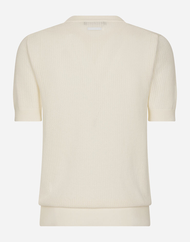 Dolce&Gabbana Pull en coton avec étiquette à logo Blanc GXQ40TJBCAB