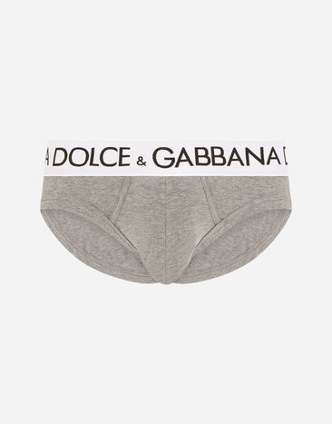 Dolce & Gabbana Midi-Slip bi-elastische Baumwolle Grau M3D03JOUAIG
