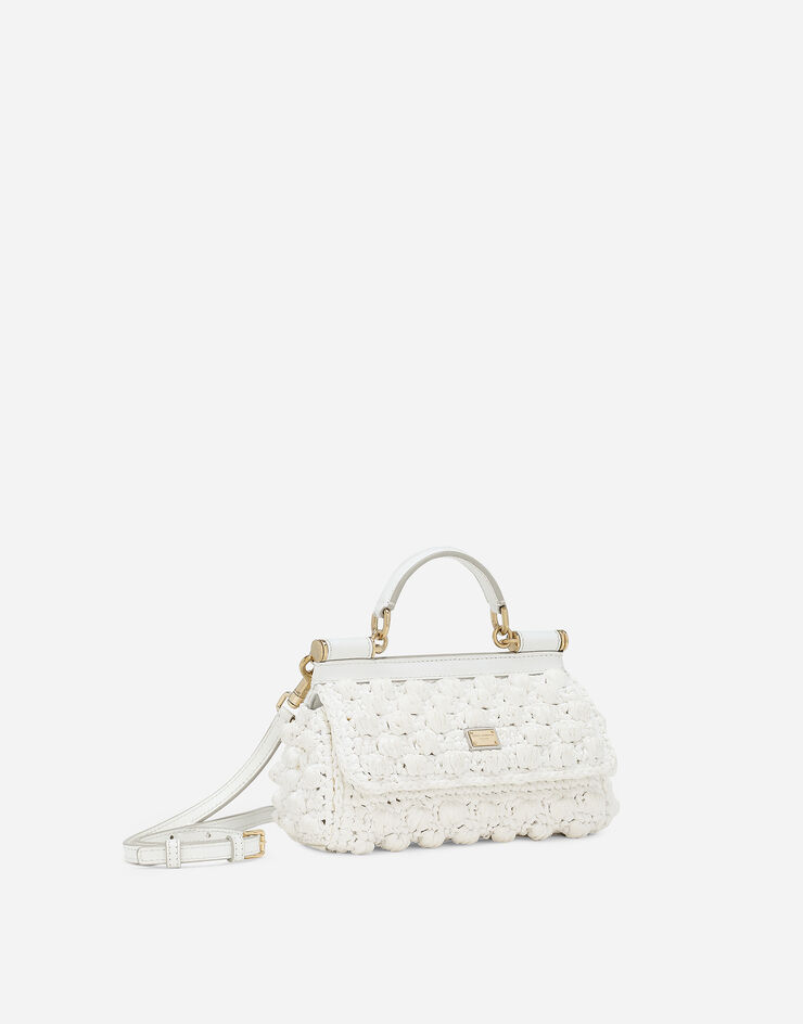 Dolce & Gabbana 라피아 크로셰 스몰 시실리 백 화이트 BB7116AY208