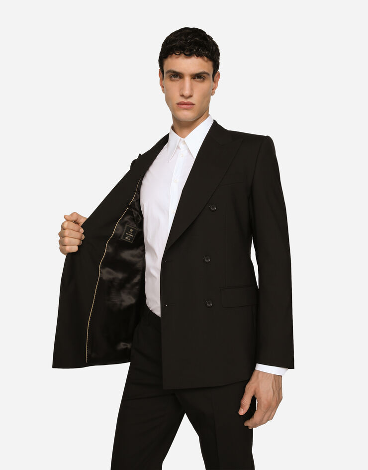 Dolce&Gabbana بدلة صوف مرن بصف أزرار مزدوج وقصة سيسيلي أسود GKPRMTFUBF2