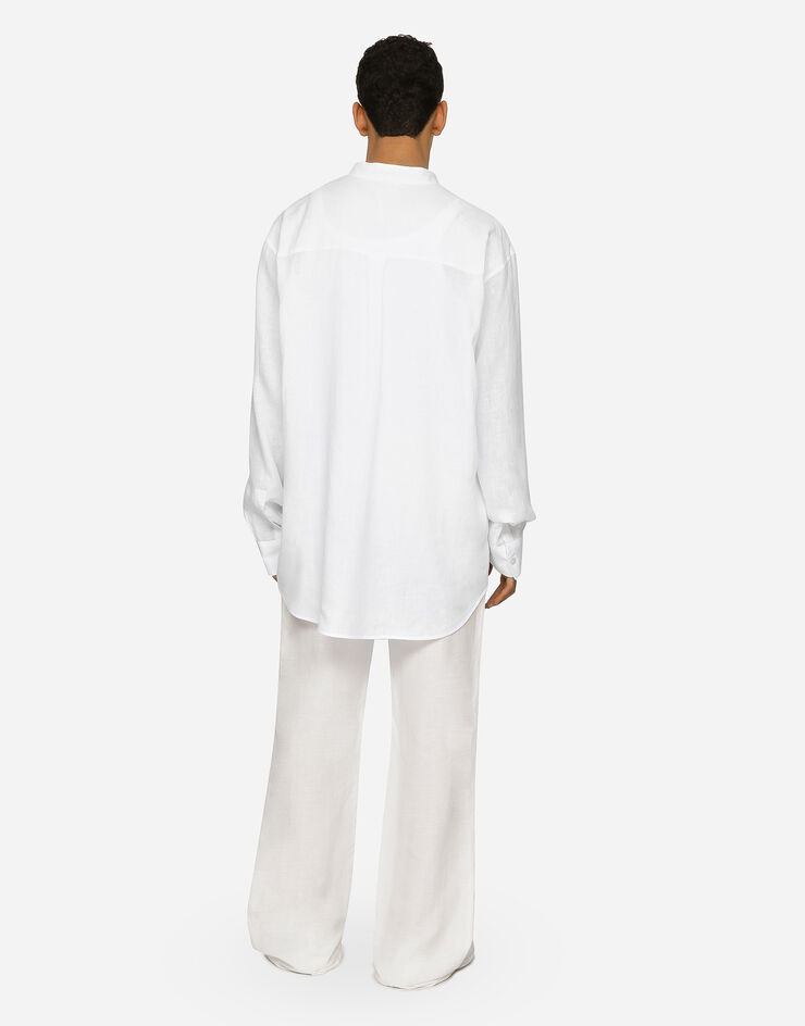 Dolce&Gabbana سروال رياضي من مزيج كتان أبيض GV4MHTHUMG4