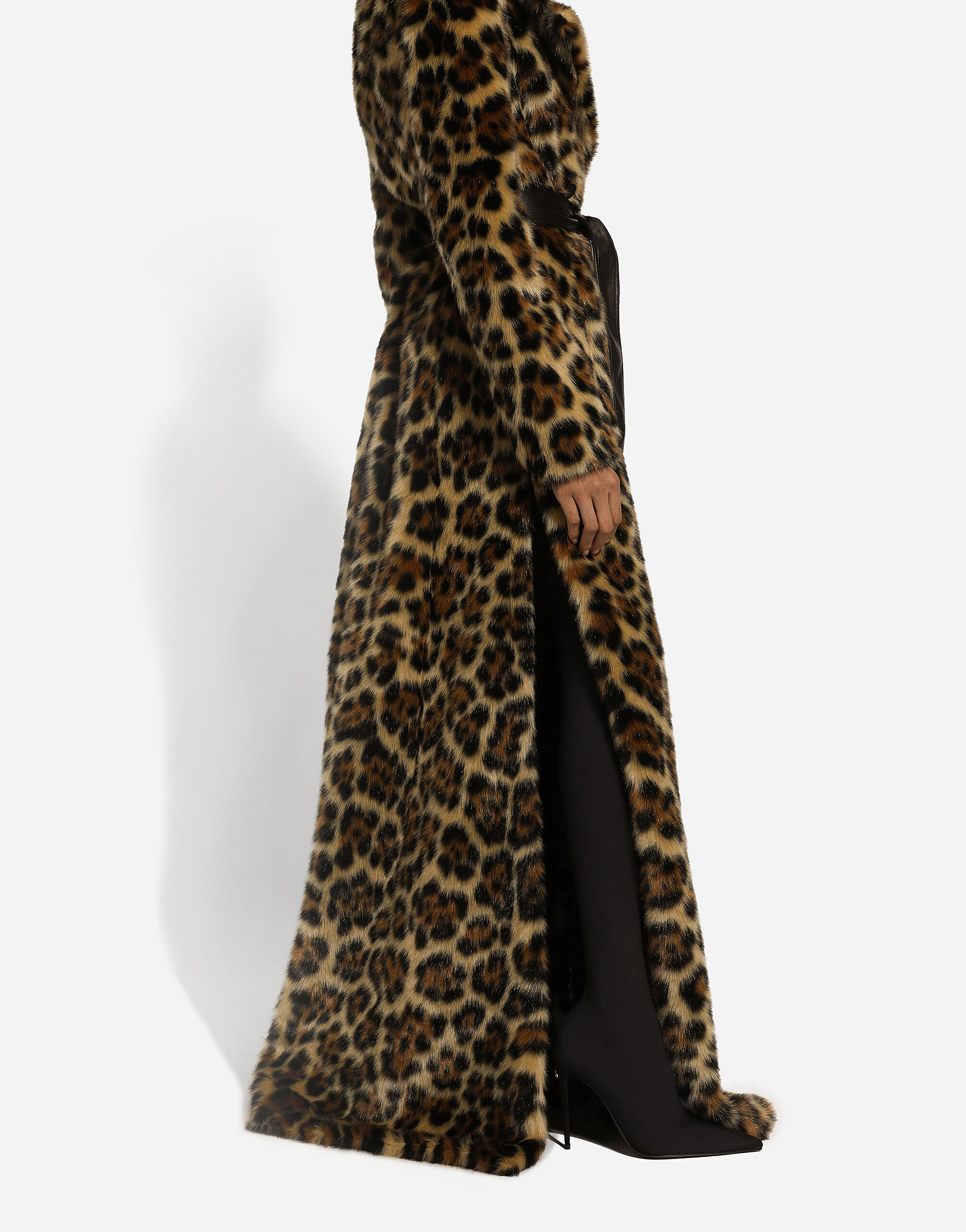 Long leopard print faux fur coat in Print for Women Dolce Gabbana