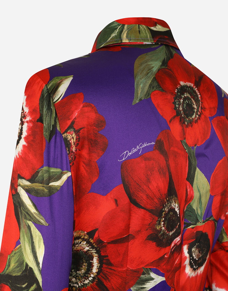 Dolce & Gabbana Боди-рубашка из атласа с принтом ветрениц Print F775BTFSA58