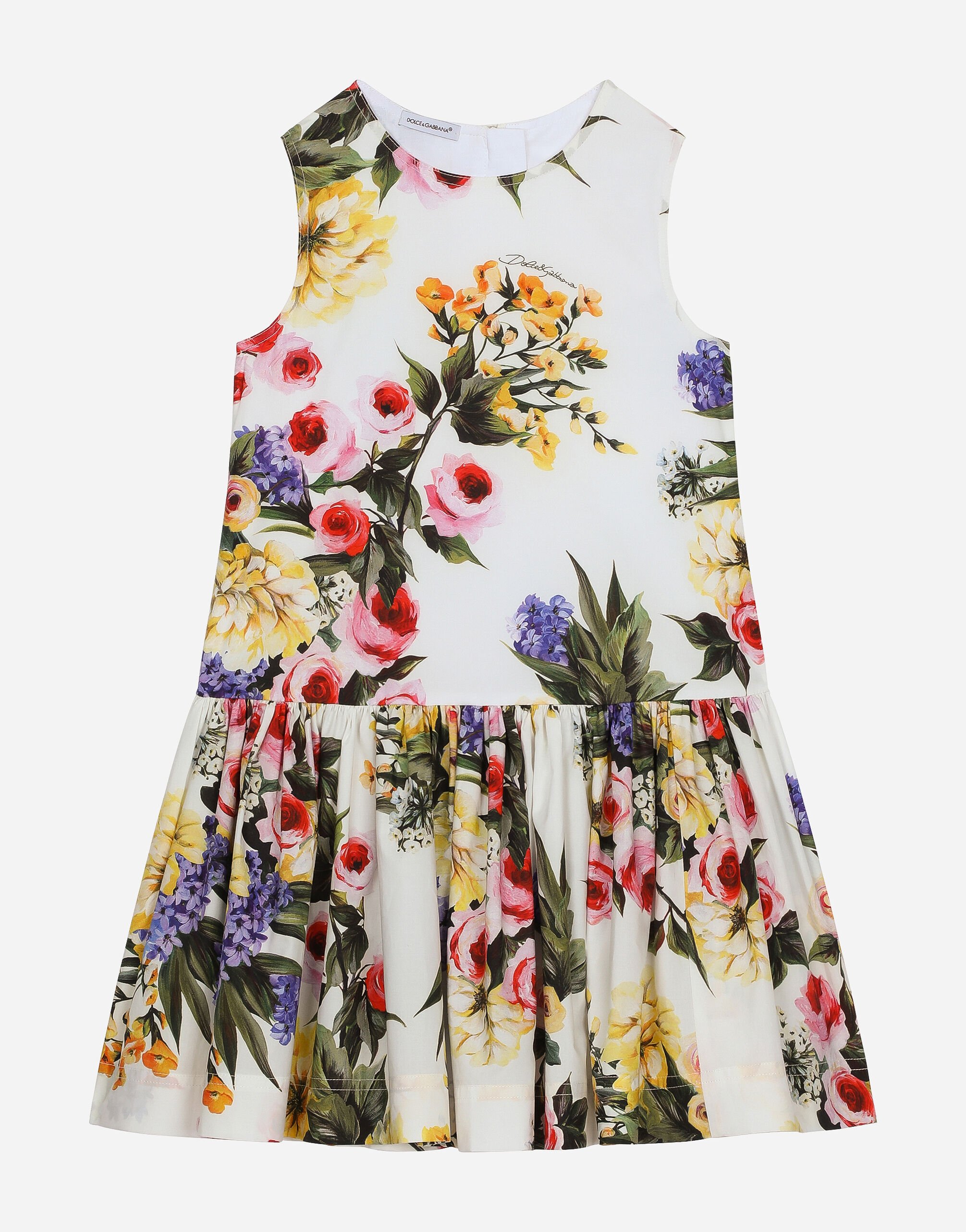 Dolce & Gabbana Kleid aus Popeline Garten-Print Drucken L53DI6HS5QR