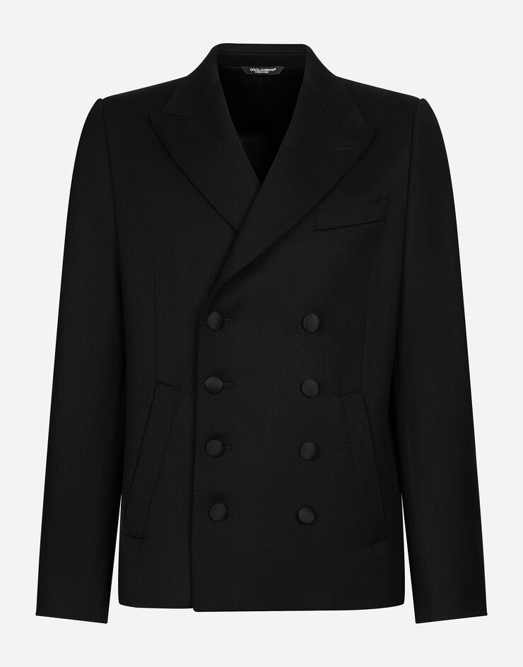 Dolce & Gabbana Double-breasted embroidered satin jacket Black G2UF1TGI722