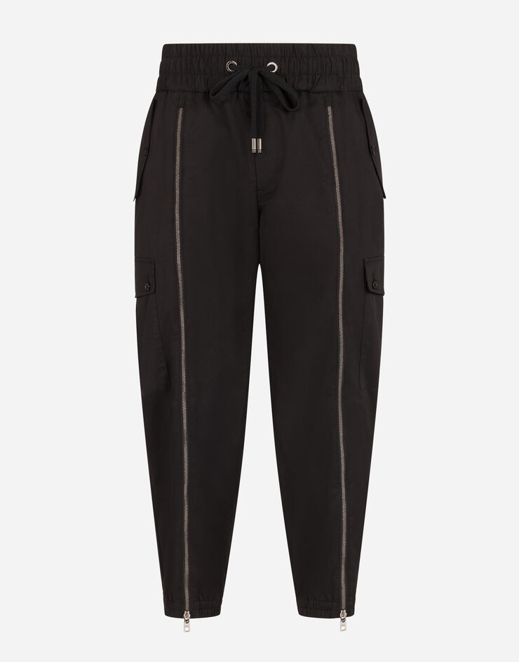 Dolce & Gabbana STRETCH COTTON JOGGING PANTS WITH ZIP DETAILS NERO GW5QATFUFJR