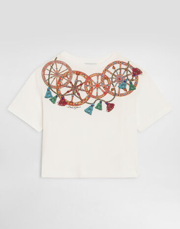 Dolce & Gabbana Jersey t-shirt with applications White L5JTNLG7P5Y