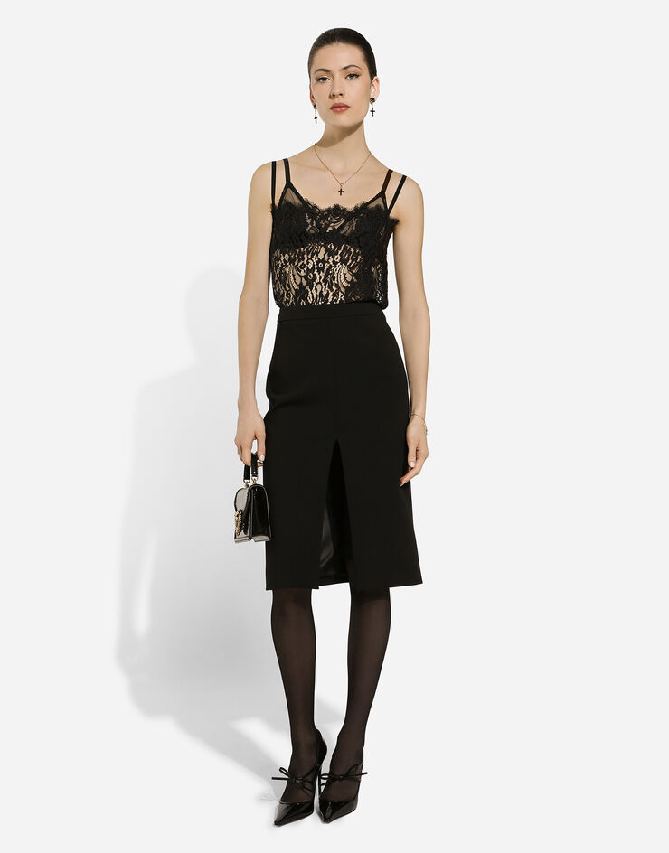 Dolce & Gabbana Top aus Spitze Schwarz F7AD2TFLSFV