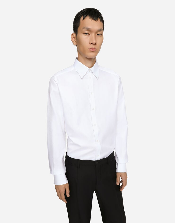 Dolce&Gabbana Hemd Martini aus Baumwolle Mikro-Jacquardmuster Weiss G5JE8TFJ5CY