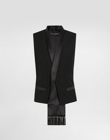 Dolce & Gabbana Wool gabardine vest Black G715FTFU21E