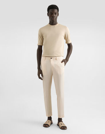 Dolce & Gabbana Jersey de seda con cuello redondo Beige GXX03ZJBSLV