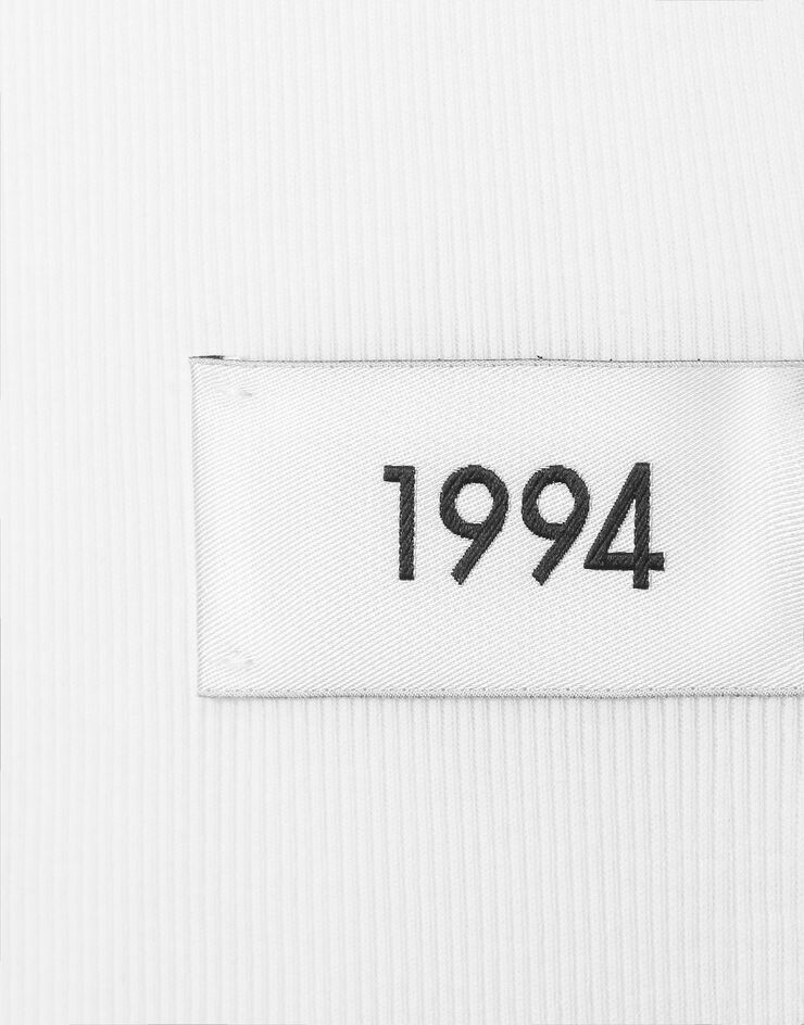 Dolce & Gabbana KIM DOLCE&GABBANA Camiseta de tirantes en algodón acanalado con etiqueta Re-Edition Blanco F8K97TG7JJ6
