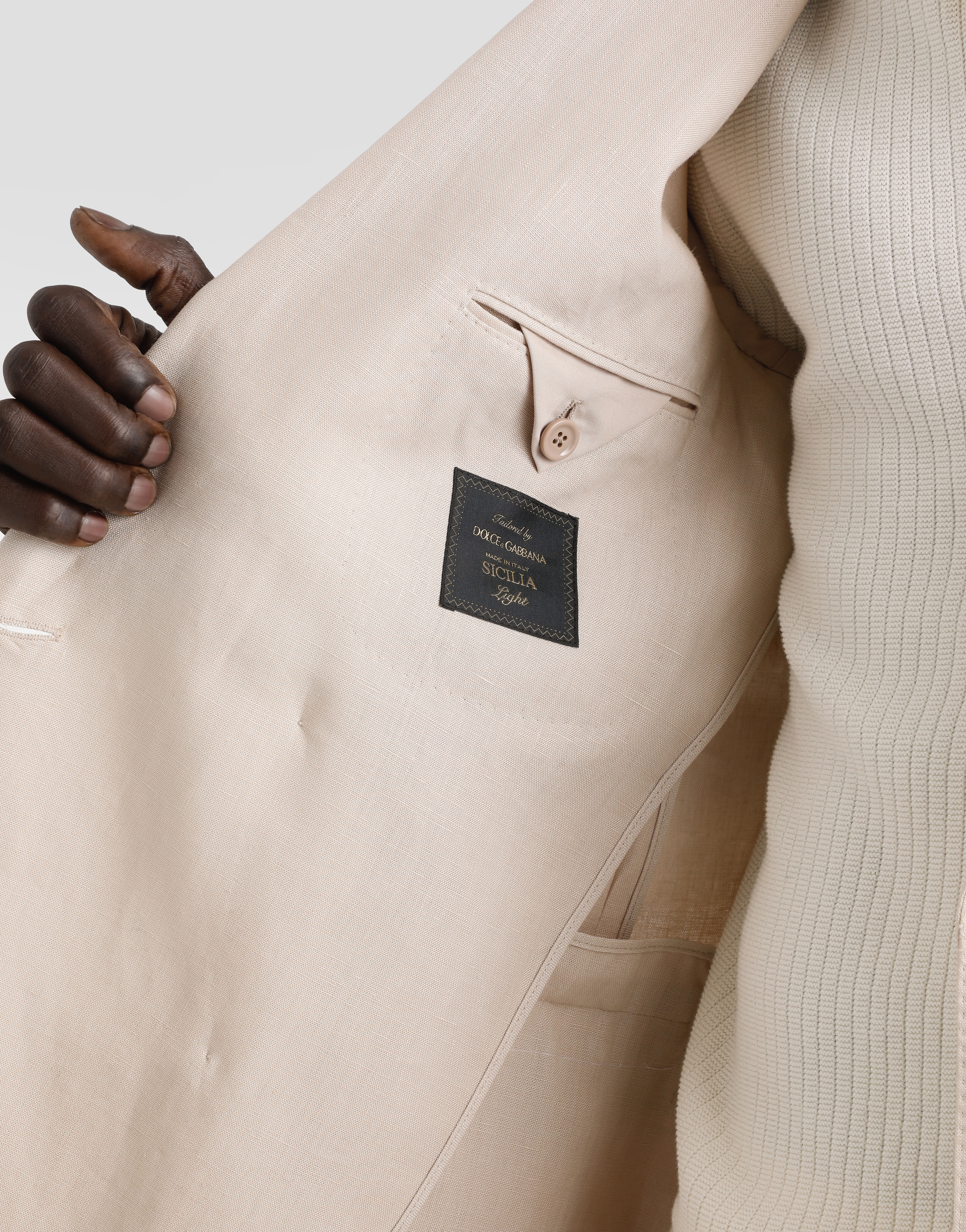 トップスその他 DOLCE  GABBANA Men Clothing G047BTHUMTXM2186 Beige Double-breasted linen fabric jacket in Beige for Men
