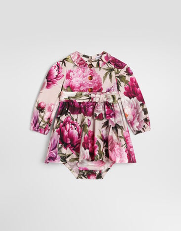 Dolce & Gabbana Peony-print cotton flannel dress Multicolor L24DV4G7QZV