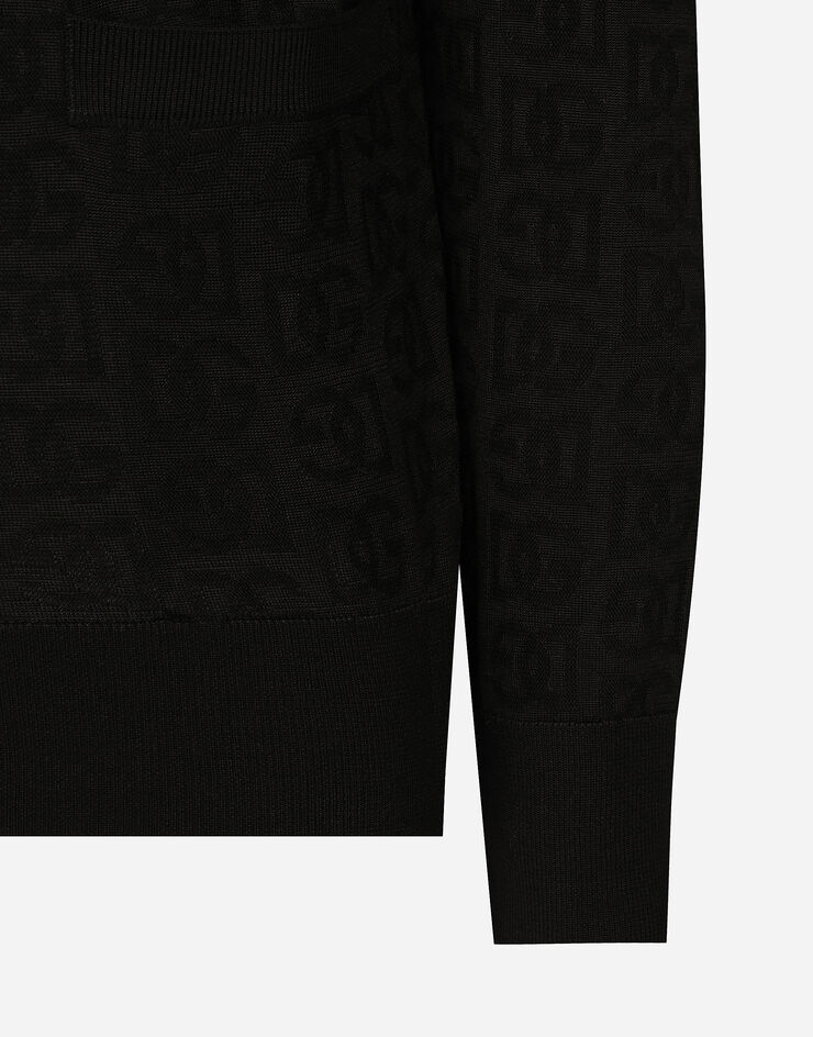 Dolce & Gabbana Cardigan en soie à logo DG Noir GXV01TJBSKE