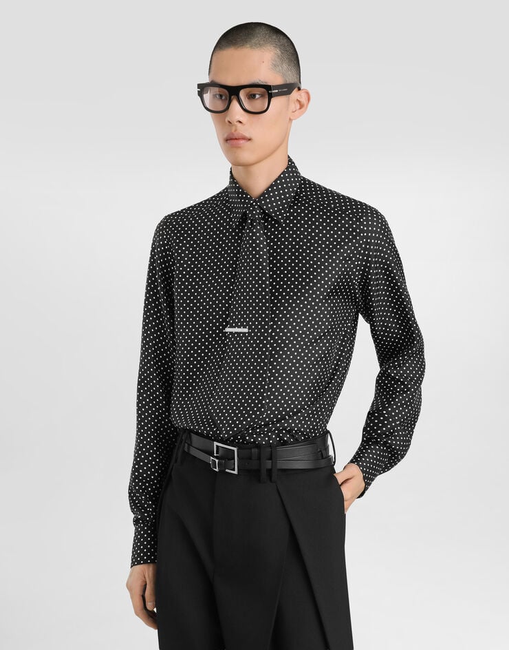 Dolce & Gabbana Hemd Martini aus Seidentwill mit Polka-Dot-Print Dolce & Gabbana Hemd Martini aus Seidentwill mit Polka-Dot-Print Mehrfarbig G5ML1TIS13O