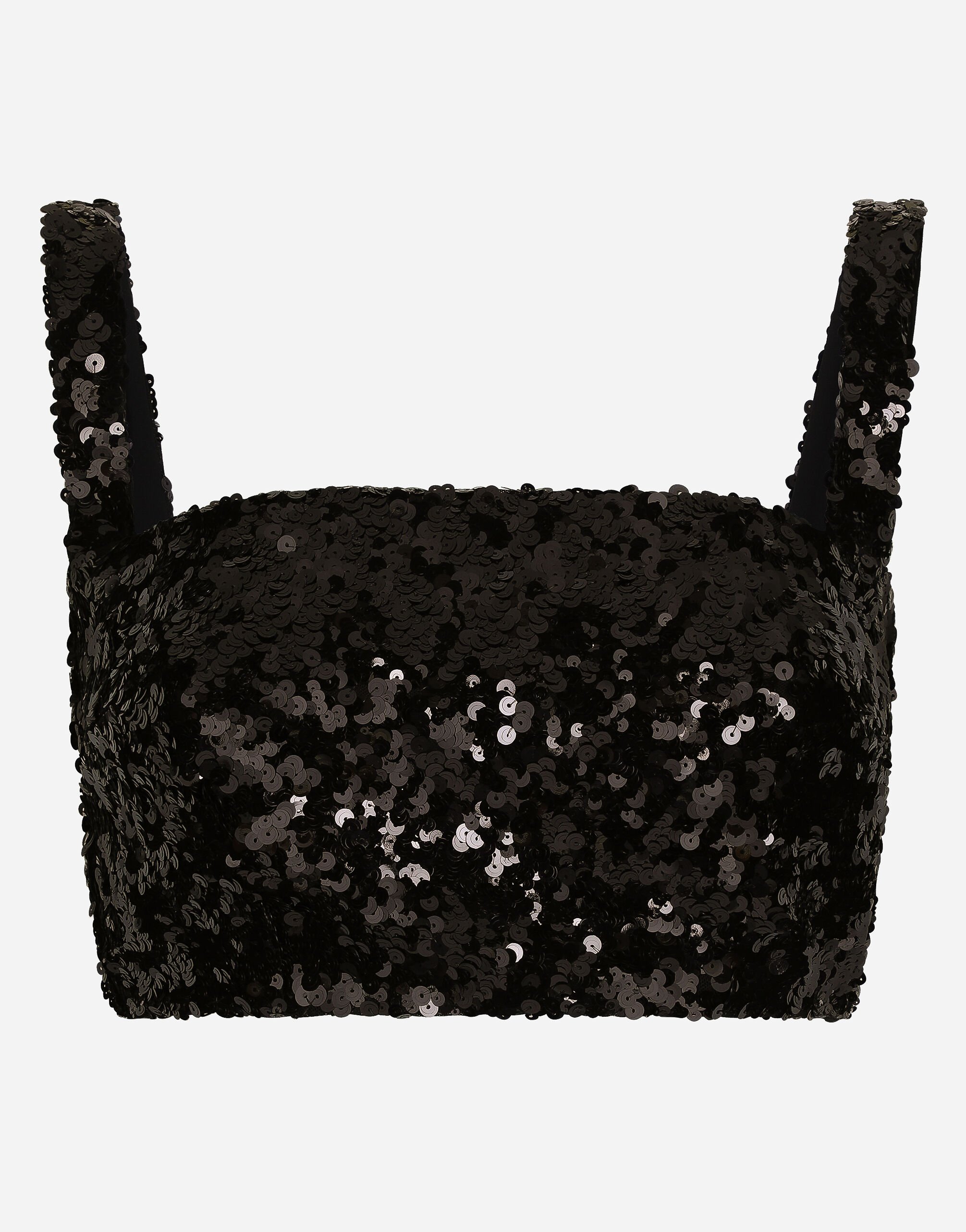 Dolce&Gabbana Sequined crop top with straps Black F79BRTHLM9K