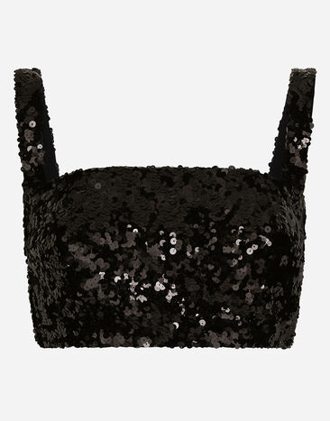 Dolce & Gabbana توب كروب بترتر وحمالات أسود F79AATHLMZM