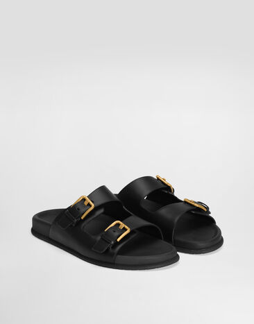 Dolce & Gabbana Calfskin sliders Black CQ0632AS738