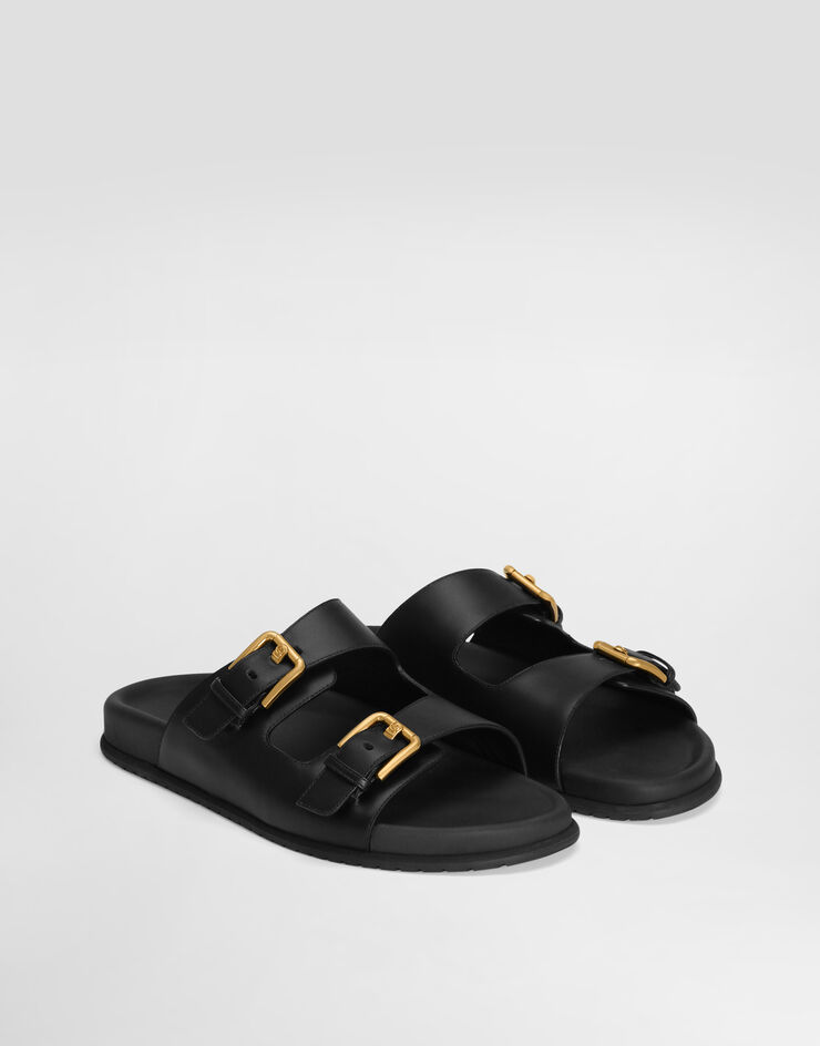 Dolce & Gabbana 小牛皮拖鞋 黑 CQ0632AS738