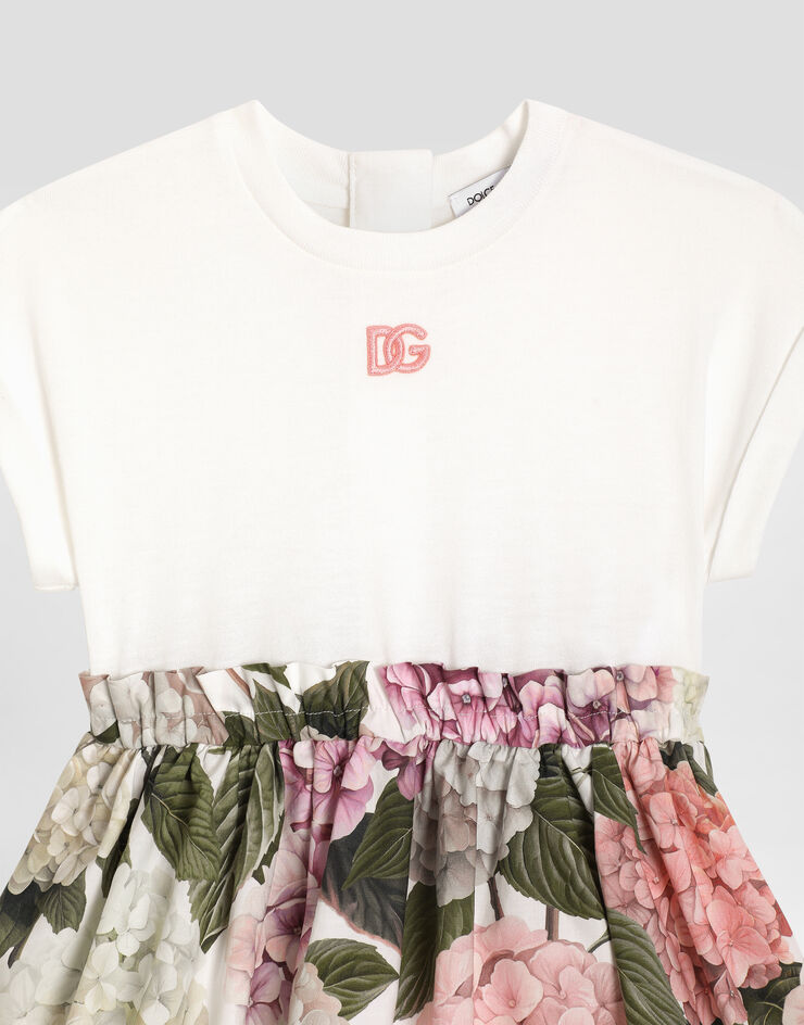 Dolce & Gabbana Hydrangea-print jersey and poplin dress Multicolor L2JDAUG7PQP