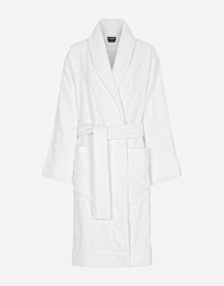 Dolce & Gabbana Bath Robe in Terry Cotton Jacquard Multicolor TCF009TCAGM