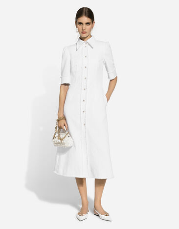 Dolce & Gabbana Cotton raschel tweed calf-length dress White F6JJRTHUMT9