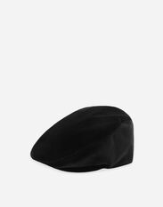 Dolce&Gabbana Stretch velvet flat cap with logo tag Black GH587AGG981